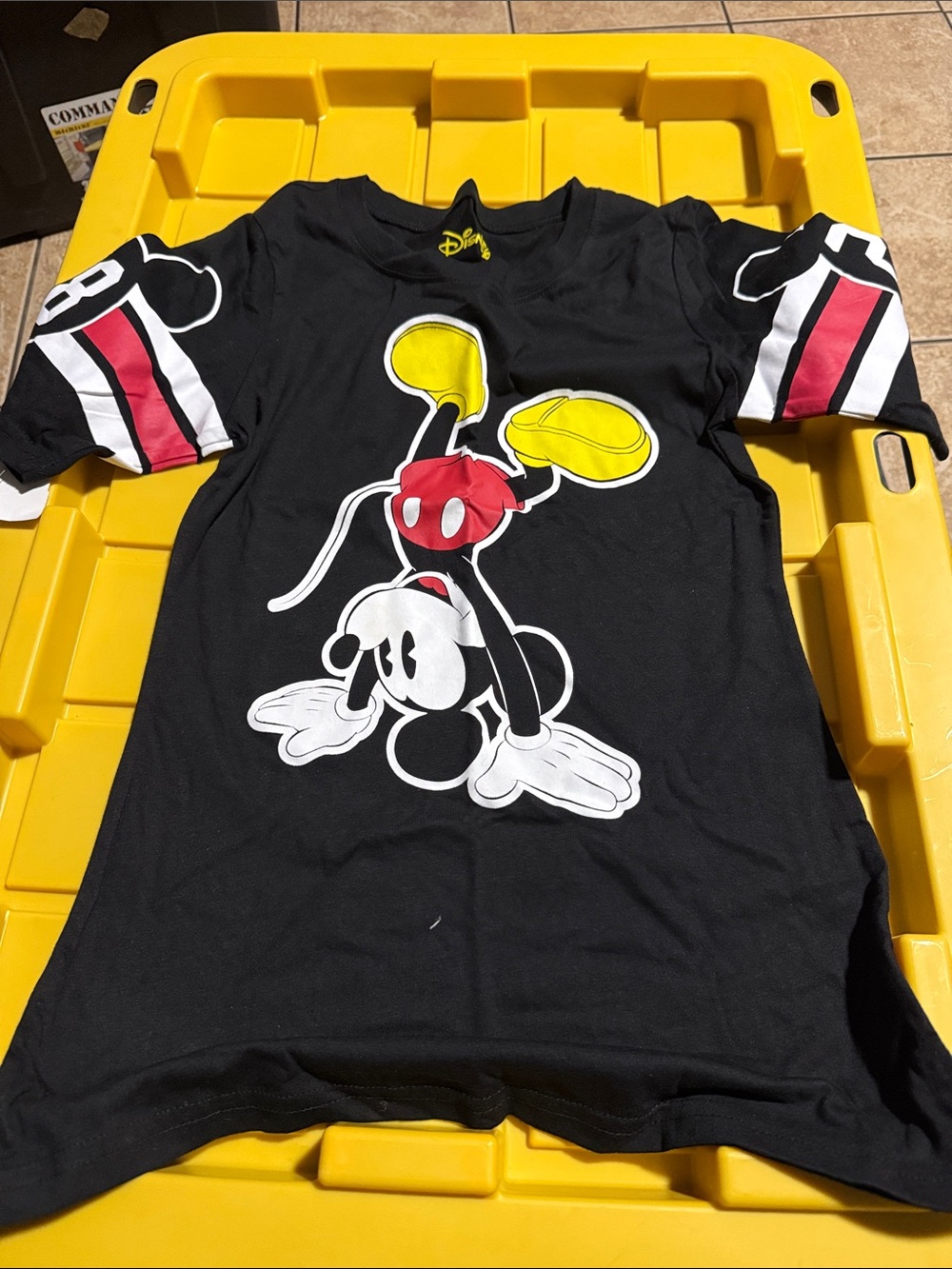 Disney Black Mickey Mouse Graphic Tee with Yellow & Red Accents